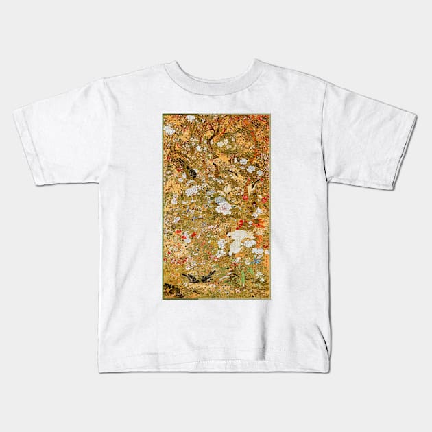 Birds, Insects, Flowers by Ueno Setsugaku 19th Century Japan Kids T-Shirt by rocketshipretro